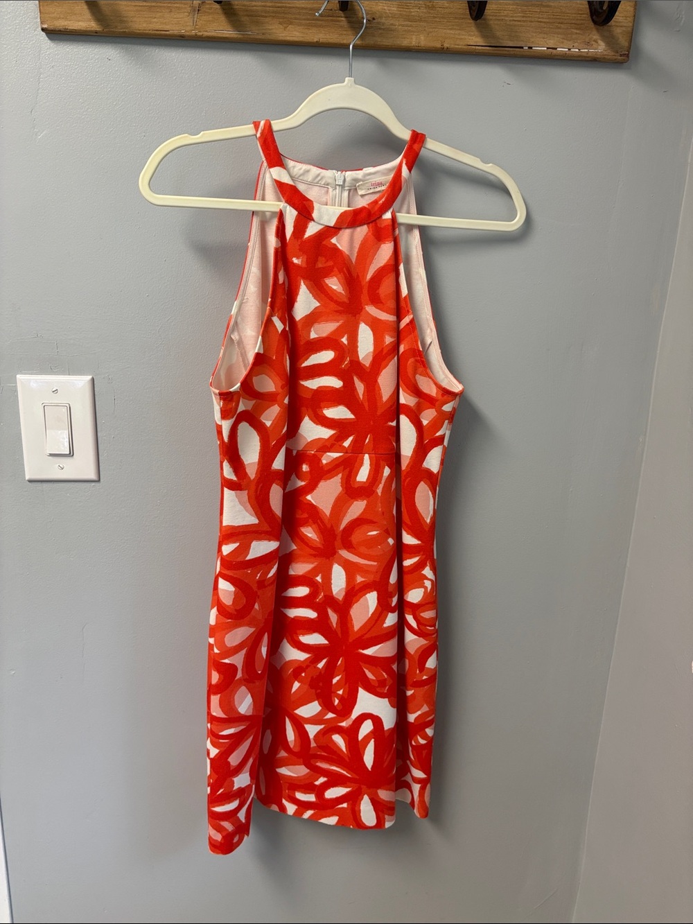 Trina Turk Red and White Halter-Style Mini Dress